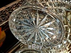 Fabulous Vintage Hand Cut Classic Diamond Pattern Large Crystal Trumpet Vase C