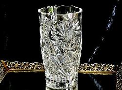 Fabulous Vintage Hand Cut Large Crystal Vase Bohemia C 1960's
