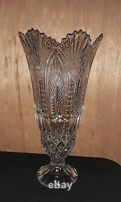 Flared Cut Clear Lead Crystal Large Vase, 16, excellent