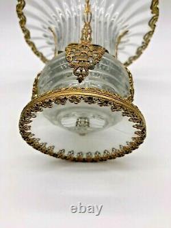 French Antique Spill Vase with Gold Dore and Cut Crystal