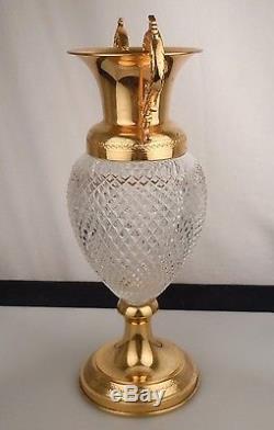 French Cut Crystal Ormolu Vase 12.25