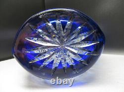 G274? Decorative Crystal Vase Bohemian Hand Cut Cobalt Blue 33 CM