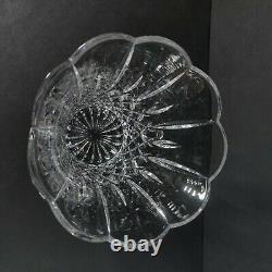 GERMAN LEAD LARGE CRYSTAL CLEAR DIAMOND BAND VERTICAL CUTS 8 1/2 Tall VASE