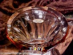 GORGEOUS Boheme Czech Vintage AMBER CUT TO CLEAR Detailed Flowers Crystal Glass