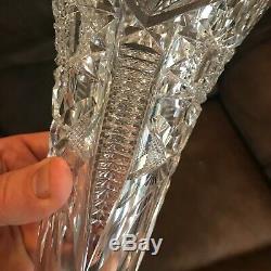 GORHAM CUT GLASS CRYSTAL STERLING FLOWER VASE BEAUTIFUL EXTRA LARGE HEAVY #x55