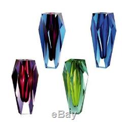 Gema Vase Alexandrite Blue Moser Hand-cut Crystal Glass L4¼'' x W4¼'' x H10
