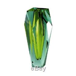 Gema Vase Alexandrite Reseda Moser Hand-cut Crystal Glass L4¼'' x W4¼'' x H10