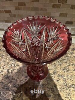 German Cranberry Red Cut/clear 24% Lead Crystal Vase