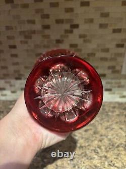 German Cranberry Red Cut/clear 24% Lead Crystal Vase