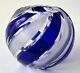 Glas Crystal Glass Vase Ball Vase Cobalt Blue Hand Cut Wmf Um 1950 P133