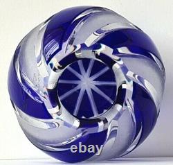 Glas Crystal Glass Vase Ball Vase Cobalt Blue Hand Cut WMF Um 1950 P133