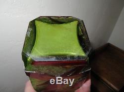 Glass OR Crystal Cut vase textured painted raised etched flowers MOSER LOOK