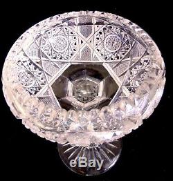 Gorgeous ABP Brilliant Cut Glass Crystal Compote Pedestal Bowl Vase