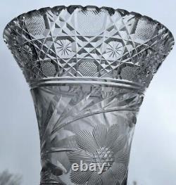 Gorgeous ABP Cut Glass Floral Pattern Vase. Floral Pattern Possibly Hawkes