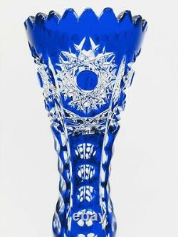 Gorgeous Arnstadt Blue Cut To Clear Crystal Dud Vase