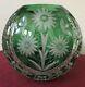 Gorgeous Bohemian Emerald Green Cut Clear Round Daisy Flower Crystal Vase Exclnt
