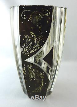 Gorgeous Bohemian cut crystal glass vase Art Deco probably Karl Palda
