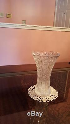 Gorgeous Czech Bohemian Hand Cut Crystal Glass Vase Brand New