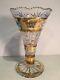Gorgeous Hand Cut Lead Crystal 10 Vase Bohemia Czech Republic Gold Withflowers