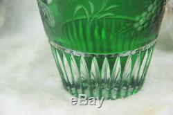 Gorgeous Meissen Signed Cut Crystal Emerald Green Glass Vase