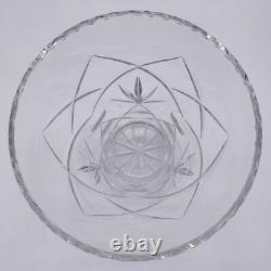 Gorham 10 Tall Clear Cut Crystal Flower Vase Criss Cross Trumpet Shape