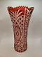 Gorham Ruby Red To Clear Germany Cut Crystal Vase Made In Germany