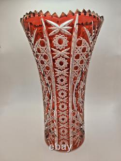 Gorham Ruby Red to Clear Germany Cut Crystal Vase Made In Germany