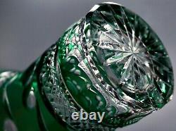 Green Cut to Clear Crystal Flower Vase