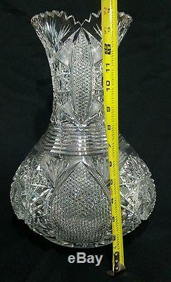 Guaranteed 19th Century Amercian Brilliant Cut Glass Crystal Vase Possibly Hawks