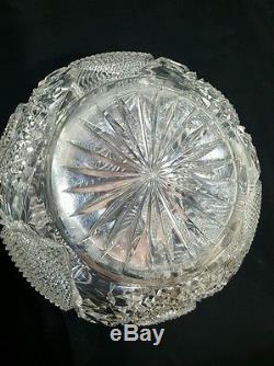 Guaranteed 19th Century Amercian Brilliant Cut Glass Crystal Vase Possibly Hawks