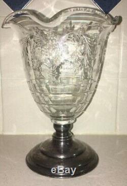 HAWKES STERLING BASE & CUT CRYSTAL GLASS OLD VASE GORGEOUS S 410 52 Pwts