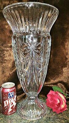HGE Signed Shannon 70's 16T 13+lbs CUT GLASS Footed Vase ALL/COLORS/OF/RAINBOW