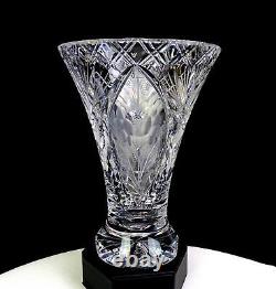 HP Sinclaire & Co Brilliant Cut Crystal Etched Flowers Antique 7 1/8 Vase 1904