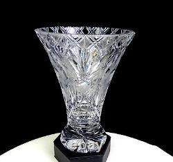 HP Sinclaire & Co Brilliant Cut Crystal Etched Flowers Antique 7 1/8 Vase 1904