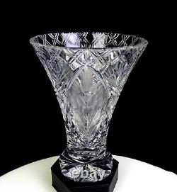 HP Sinclaire & Co Brilliant Cut Crystal Etched Flowers Antique 7 1/8 Vase 1904