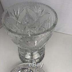 HUGE 17 Cut Clear Crystal COVERED FOOTED Cookie Candy JAR Punch Bowl Urn Vase