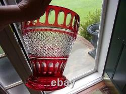 HUGE Cut To Clear Cranberry Red Crystal Champagne Ice Bucket Centerpiece Vase