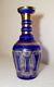 Huge Antique Cut To Clear Czech Moser Bohemian Glass Crystal Gold Vase Blue