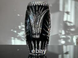 Hand Cut Crystal Black Vase, 11 inches tall