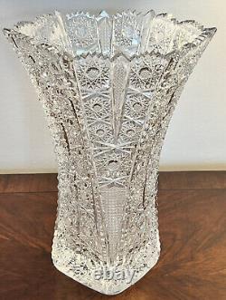 Hand Cut Crystal Vase- Extra Tall- 11h, Heavy Quality, Stunning-see 360 Video