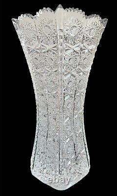 Hand Cut Crystal Vase- Extra Tall- 11h, Heavy Quality, Stunning-see 360 Video