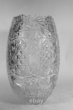 Hand Cut Crystal Vase Made in Turkey Large Turkish Glass Vase Sawtooth Rim