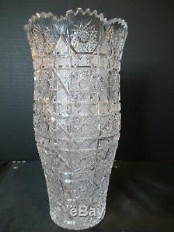 Hand Cut Lead Crystal Queen's Lace Design 10 Vase Rossi Heavy
