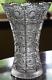 Hand Cut Queens Lace Clear Crystal Vase Stars Bohemian Czech Elephant Foot Base