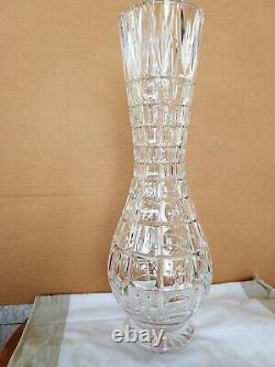 Heavy 16 Mid-Century Brilliant Cut Crystal Glass Corset Vase Marked BIN OBO FS