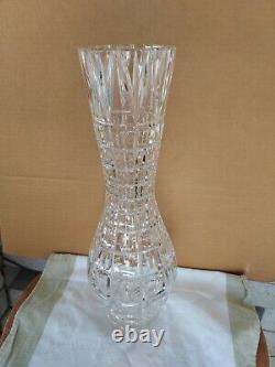 Heavy 16 Mid-Century Brilliant Cut Crystal Glass Corset Vase Marked BIN OBO FS