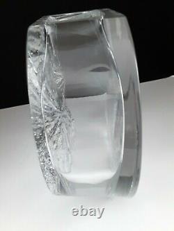Heavy Daum France Crystal Textured Deep Cut Vase 7-1/2 H x 8 W
