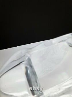 Heavy Daum France Crystal Textured Deep Cut Vase 7-1/2 H x 8 W