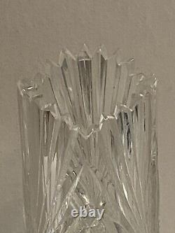 Heavy Lead Crystal Abp American Brilliant Cut Glass Vintage Period 11'' Vase