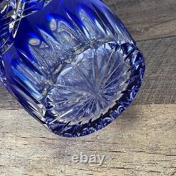 High Quality Hand Cut Cobalt Blue Cut To Clear Bohemian Lead Crystal Vase